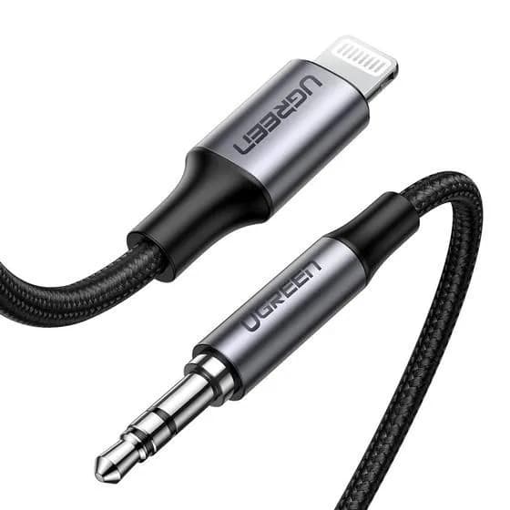 Ugreen kabel przewód audio AUX MFI Lightning - 3,5 mm mini jack 1 m szary, zdjęcie 1 z 7