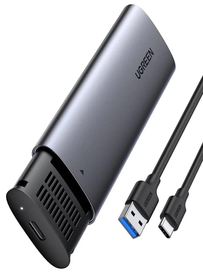 Ugreen kieszeń na dysk obudowa dysku twardego M.2 B-Key SATA 3.0 5Gbps szary + kabel USB Typ C, zdjęcie 1 z 12