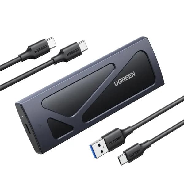 Ugreen Obudowa CM578 15512 na dysk M.2 NVMe 10Gbps - czarna + kabel USB-C, USB-A + kabel USB-C, zdjęcie 1 z 7
