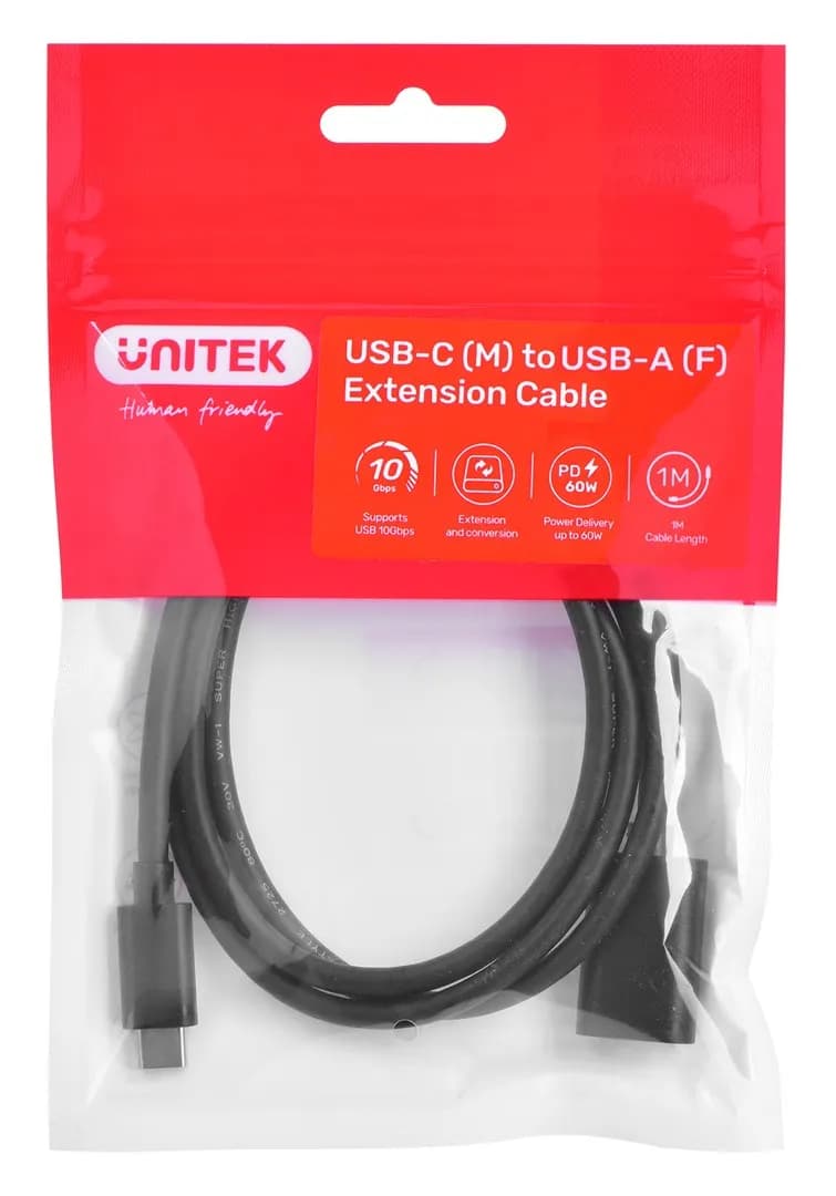 Unitek KABEL ADAPTER USB-C-USB-A,M/F 10GBPS 60W 1M, zdjęcie 1 z 2