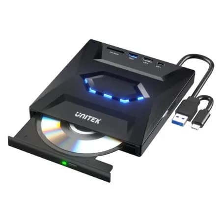 Unitek NAGRYWARKA ZEWNĘTRZNA DVD/CD HUB USB 5GBPS, CZYTNIK KART SD, zdjęcie 1 z 3