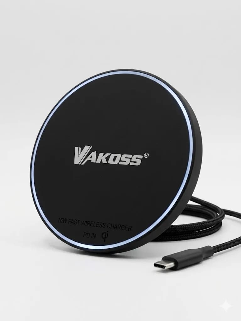 Vakoss ŁADOWARKA INDUKCYJNA BEZPRZEWODOWA QI 15W MY5316K CZARNY, zdjęcie 1 z 2