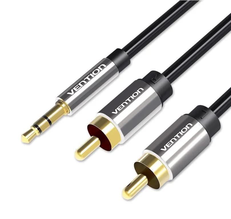 Vention Kabel audio 3,5 mm męski na 2RCA męski 3 m czarny, zdjęcie 1 z 4