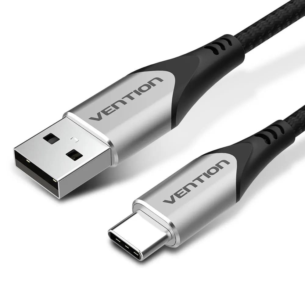 Vention Kabel USB-A do USB-C w oplocie 3A 480Mbps 2m szary