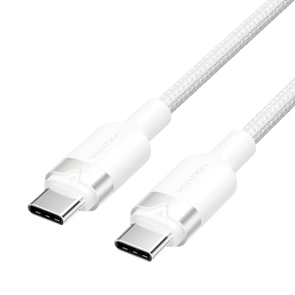 Vention Kabel USB-C do USB-C w oplocie 3A 480Mbps 60W PD 2m biały, zdjęcie 1 z 3