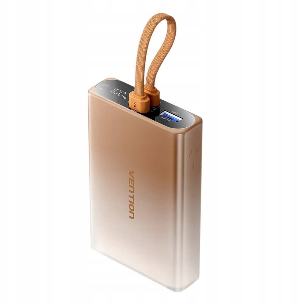 Vention Powerbank 10000 mAh USB-C + Lightning + USB-A 22,5W z wyświetlaczem LED miedziany