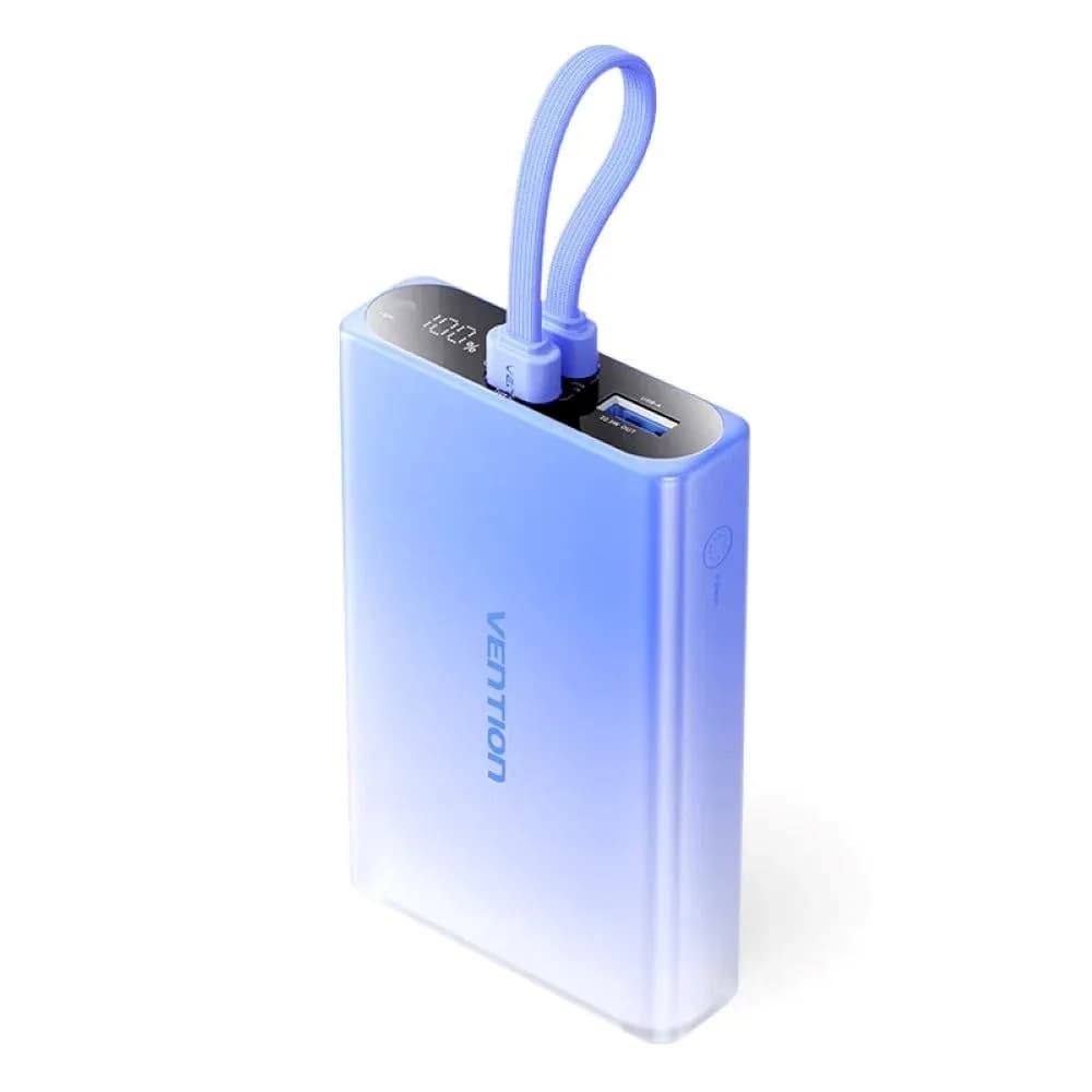 Vention Powerbank 10000 mAh USB-C + Lightning + USB-A 22,5W z wyświetlaczem LED niebieski