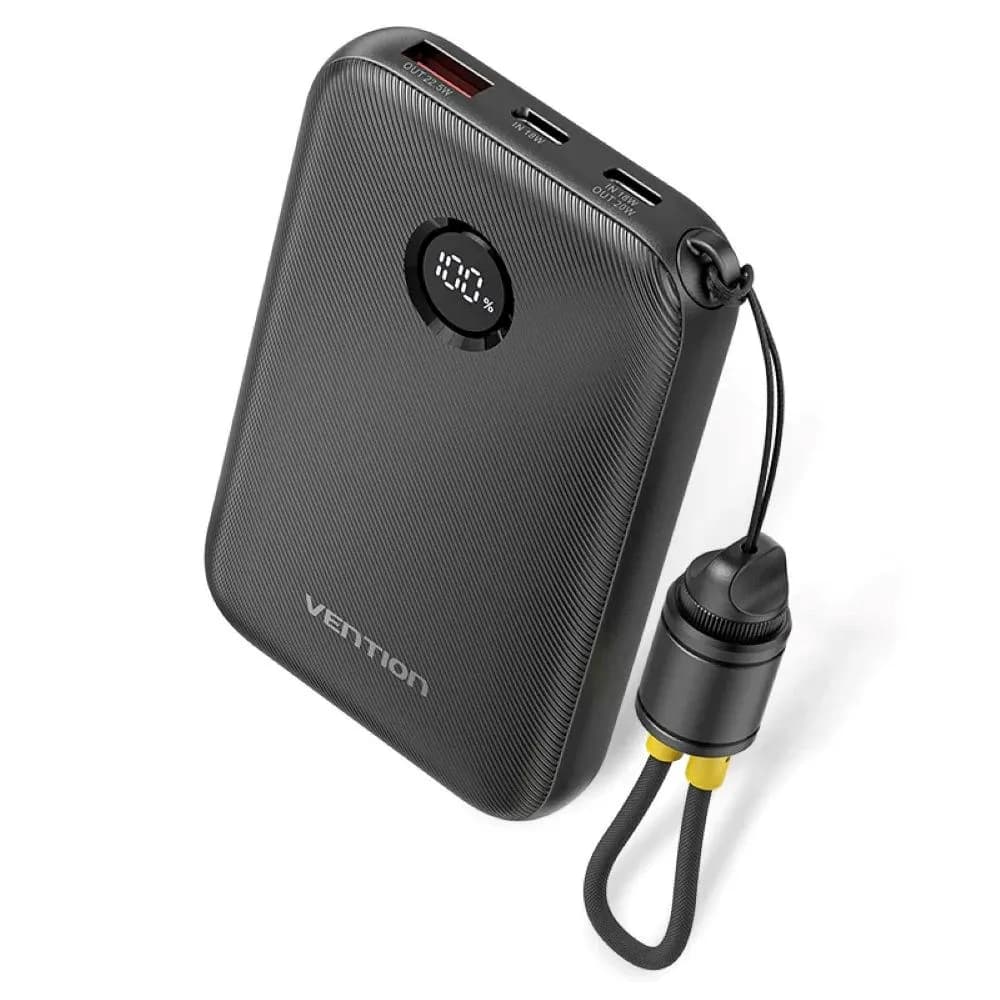 Vention Powerbank 10000mAh 2 x USB-C 1x USB-A z wyświetlaczem 22,5W czarny, zdjęcie 1 z 3