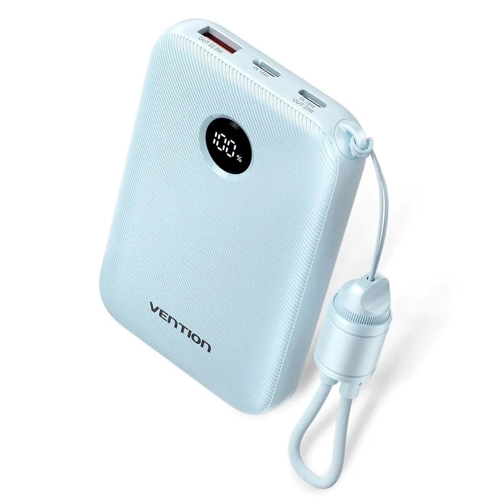 Vention Powerbank 10000mAh 2 x USB-C 1x USB-A z wyświetlaczem 22,5W niebieski, zdjęcie 1 z 3