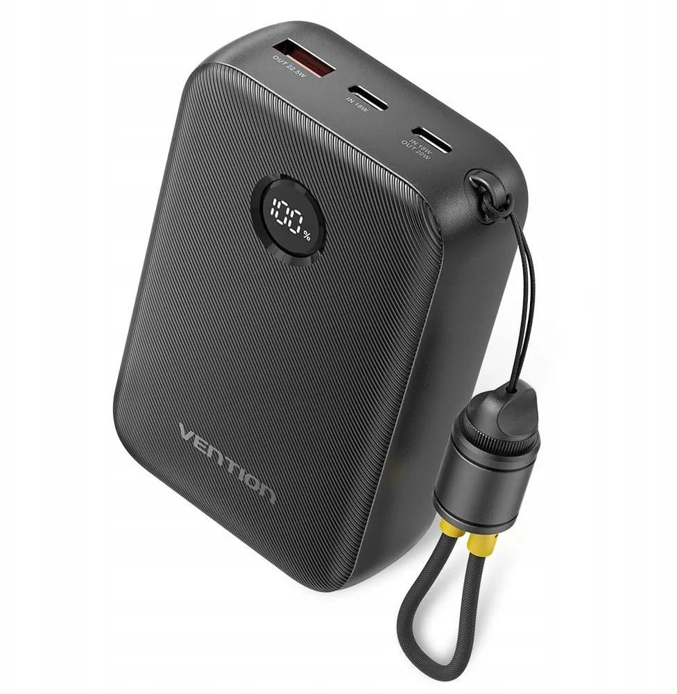 Vention Powerbank 20000mAh 2 x USB-C 1x USB-A z wyświetlaczem 22,5W czarny, zdjęcie 1 z 2