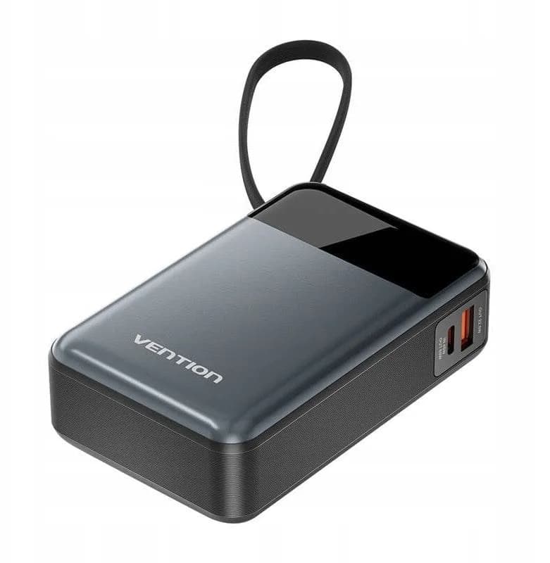 Vention Powerbank 20000mAh 65W z wbudowanym kablem USB-C, zdjęcie 1 z 3