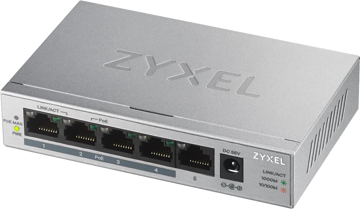 Zyxel Switch GS1005-HP 5p PoE (PoE+: 4) 60W Unmanaged Gigabit, zdjęcie 1 z 9