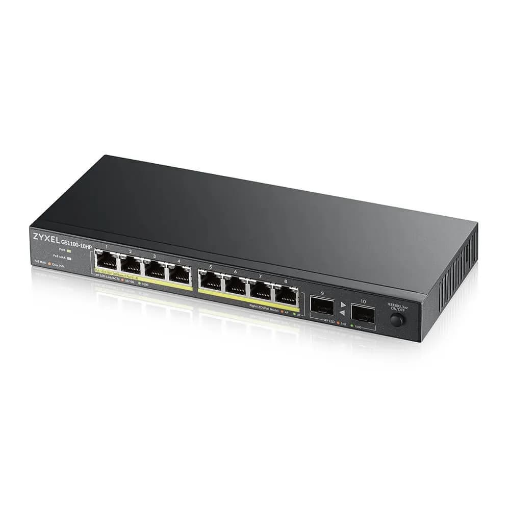 Zyxel Switch GS1100-10HP 10p PoE (PoE+: 8) 130W Unmanaged Gigabit, zdjęcie 1 z 4