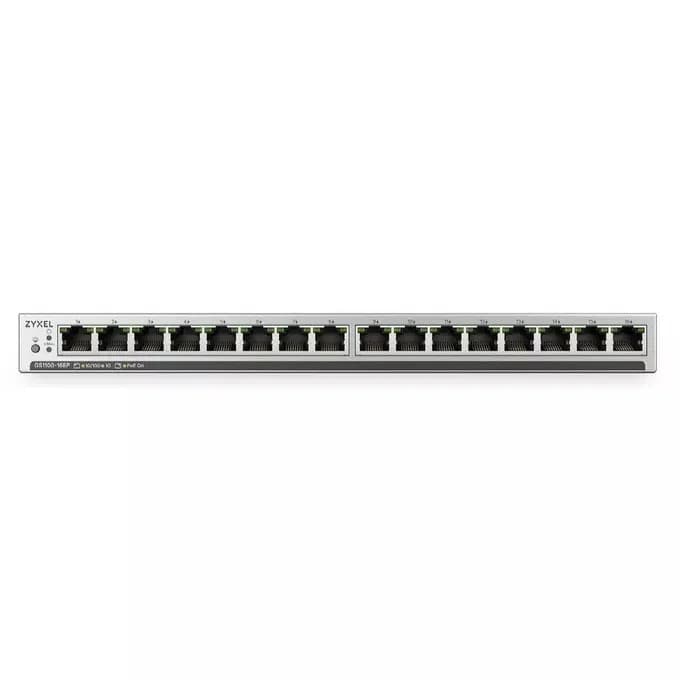 Zyxel Switch GS1100-16EP-EU0101F 16p PoE 135W (PoE+:16;) Unmanaged, Fanless, Slim
