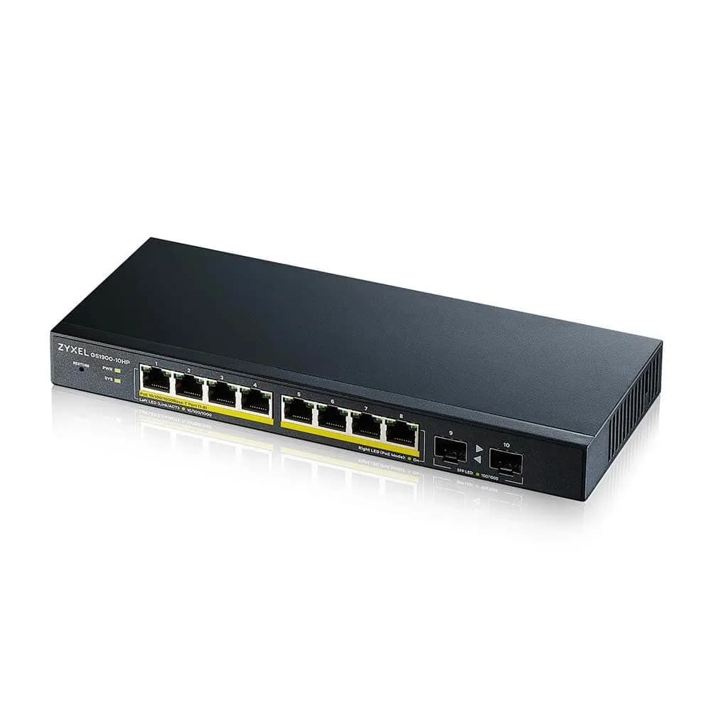 Zyxel Switch GS1900-10HP 10p PoE (PoE+: 8;) 77W Managed Gigabit, zdjęcie 1 z 4