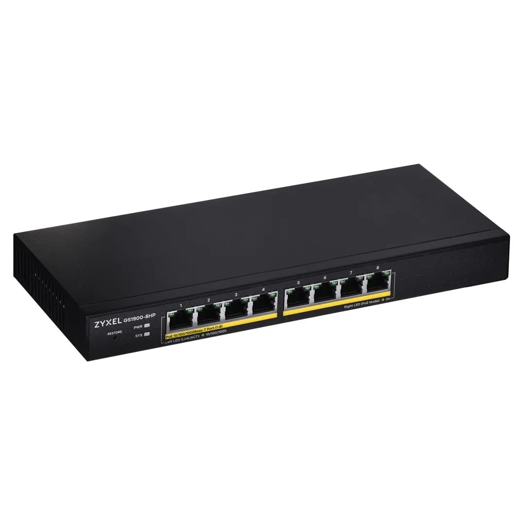 Zyxel Switch GS1900-8HP 8p PoE (PoE+: 8;) 77W Managed Gigabit, zdjęcie 1 z 4
