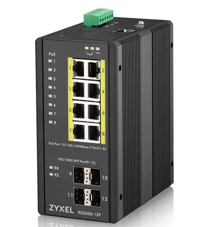 Zyxel Switch RGS200-12P PoE(PoE+: 8;) 240W Managed Gigabit Rugged, zdjęcie 1 z 4